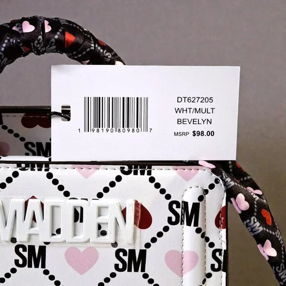 Steve Madden White/Black/Red/Pink Bevelyn DT627205 Satchel NWT - Picture 4 of 9